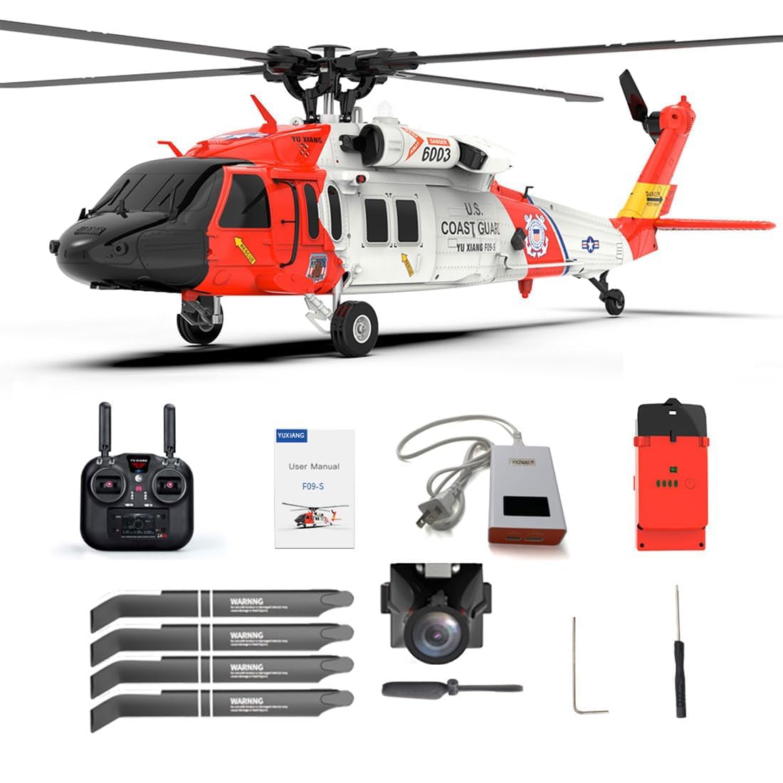 Helikoptery RC dla dorosłych, F09-S 1/47 2,4G 6CH bezszczotkowy silnik napęd bezpośredni pilot helikopter zewnętrzny 3D kaskaderski samolot wojskowy z GPS i kamerą