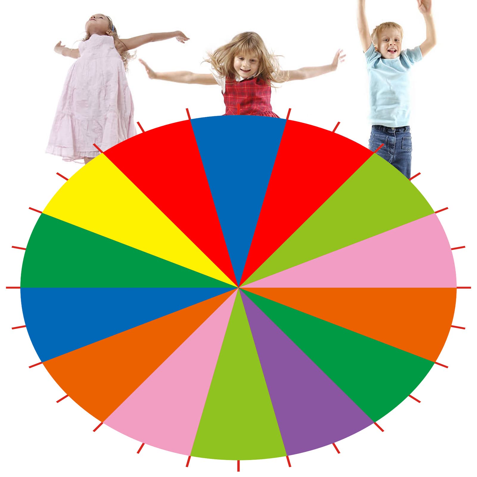 EMUKOEP Los Niños Juegan el Paracaídas Multicolor del Iris para el Jardín de Infantes del Desarrollo del Ejercicio del Juego Al Aire Libre de Los Niños (Ruido / 19.Eje)