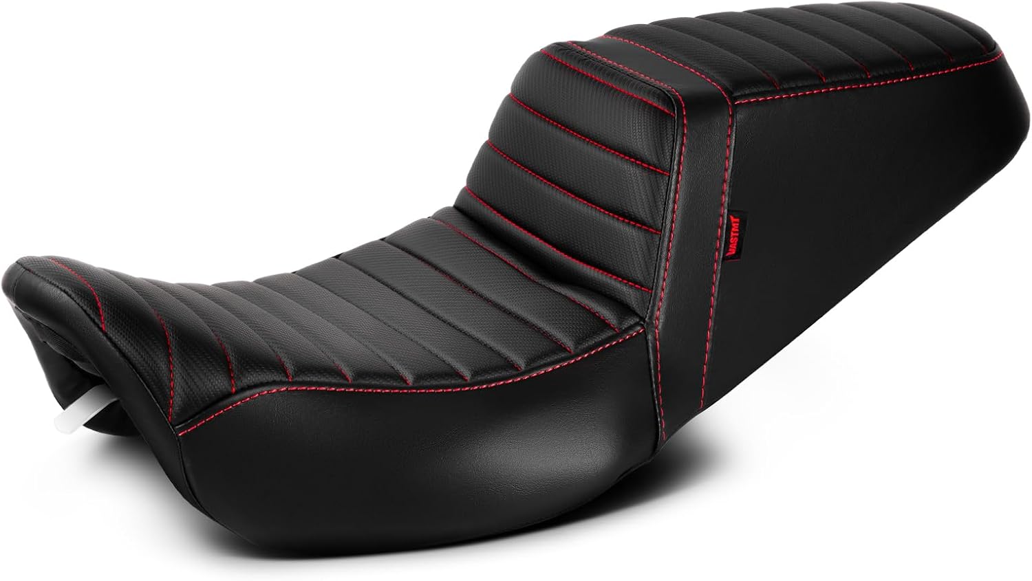 One-Piece Driver and Passenger Seat with Striped Pattern Stitching Fit for Harley Touring Road King 1997-2007 Street Glide 2006-2007 (Red Stitching) Road King 1997-2007 Street Glide 2006-2007 Red Stitching-2A