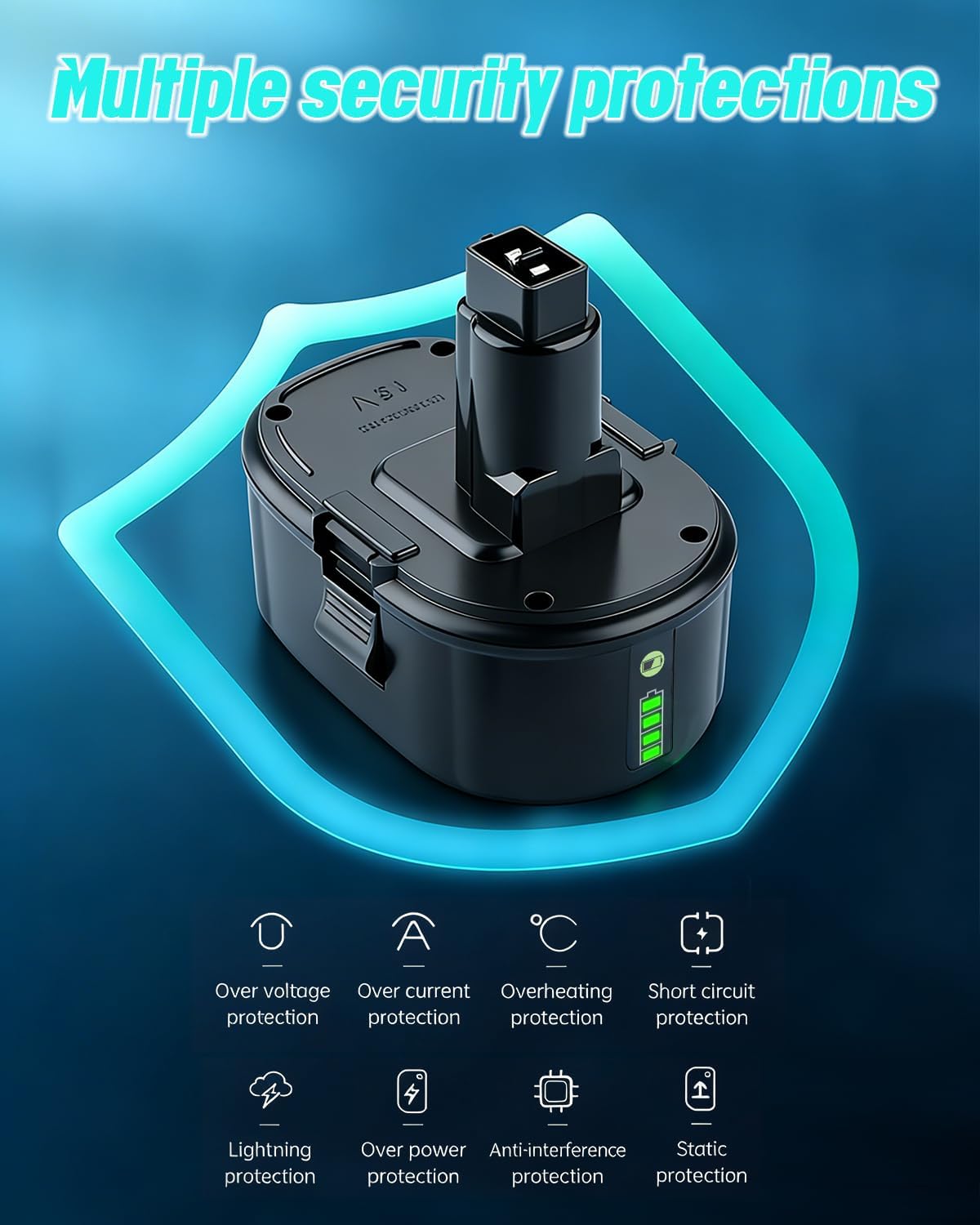 8.0Ah 18V Lithium-ion Replacement Batteries for Dewalt 18V Battery XRP DC9096 DC9098 DC9099 + DC9310 Fast Charger for Dewalt 18v Battery