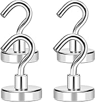 Vista 18 de MIKEDE - Ganchos magnéticos de alta resistencia, imanes negros de tierras raras de neodimio de más de 170LB para refrigerador, con revestimiento