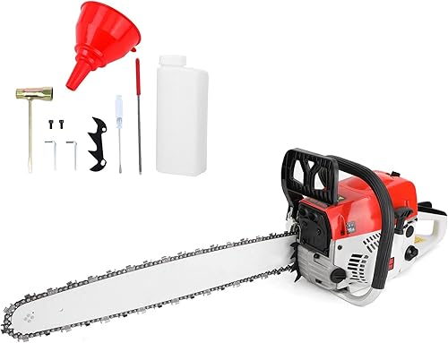 Topteng Motosierra de 22 pulgadas de potencia de gas, 22 pulgadas, 52 cc, motosierra de gasolina, corte de madera, aserrado de gas de aluminio,