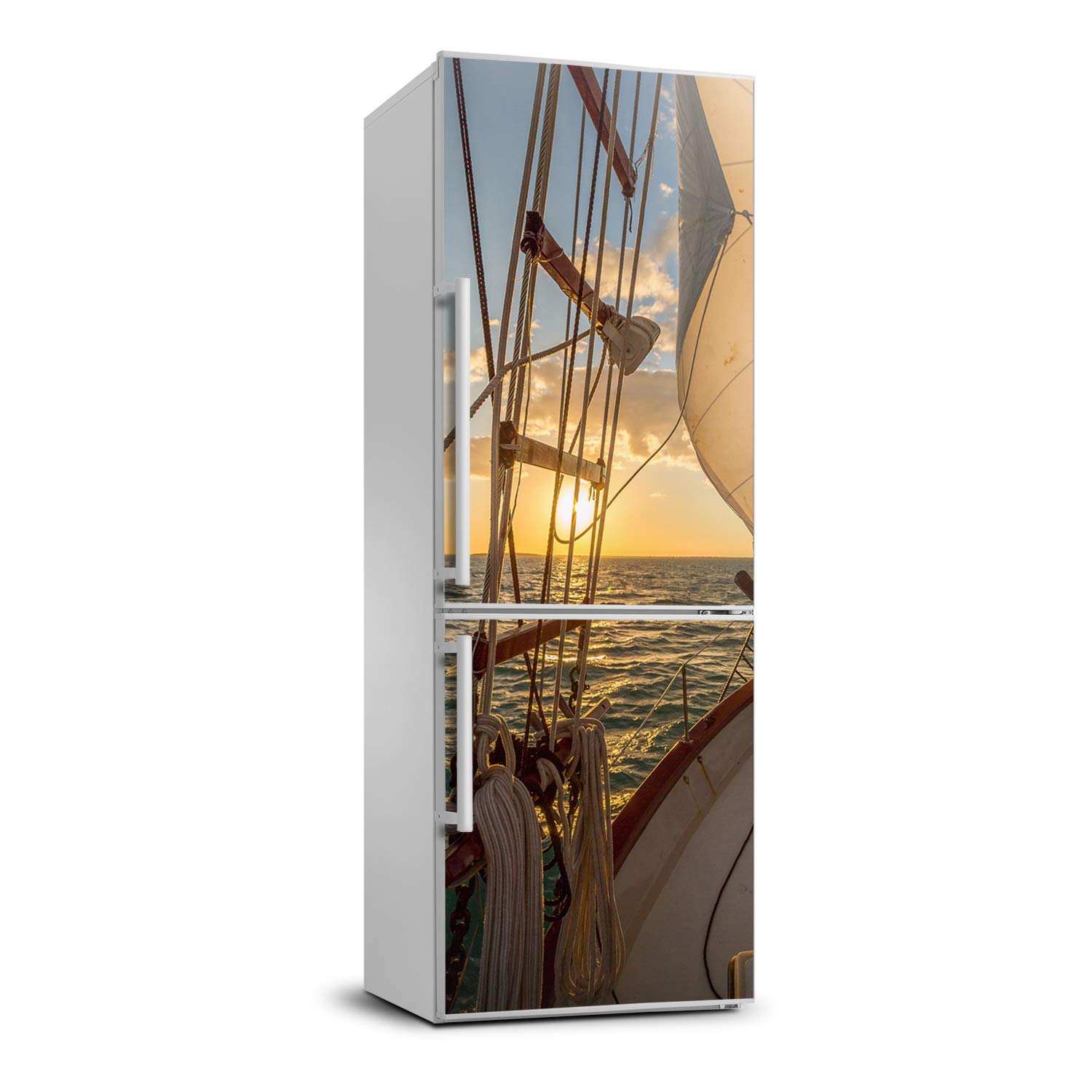 Pegatinas de pared y refrigerador de yate en el mar para crear una cocina luminosa y relajante
