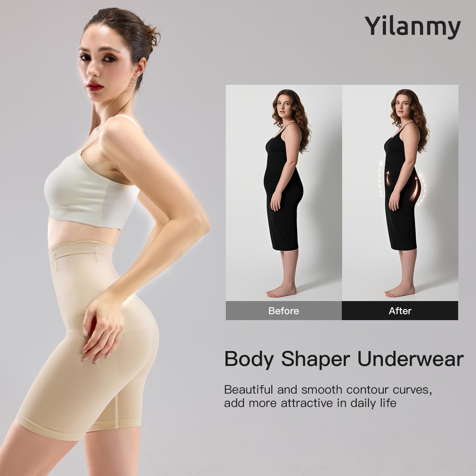 Yilanmy Shapewear Damen Bauchweg Unterhose Hohe Taille Miederhose Unterwäsche Bauchkontrolle Figurformende Body Shaper Miederpants