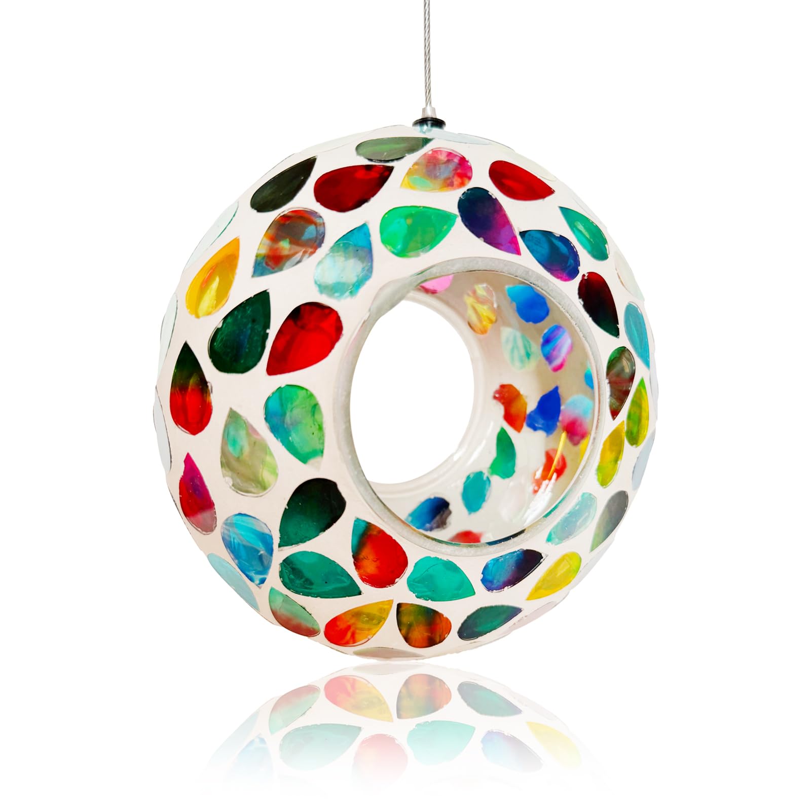 Comederos para pájaros para exteriores, de cristal, color blanco