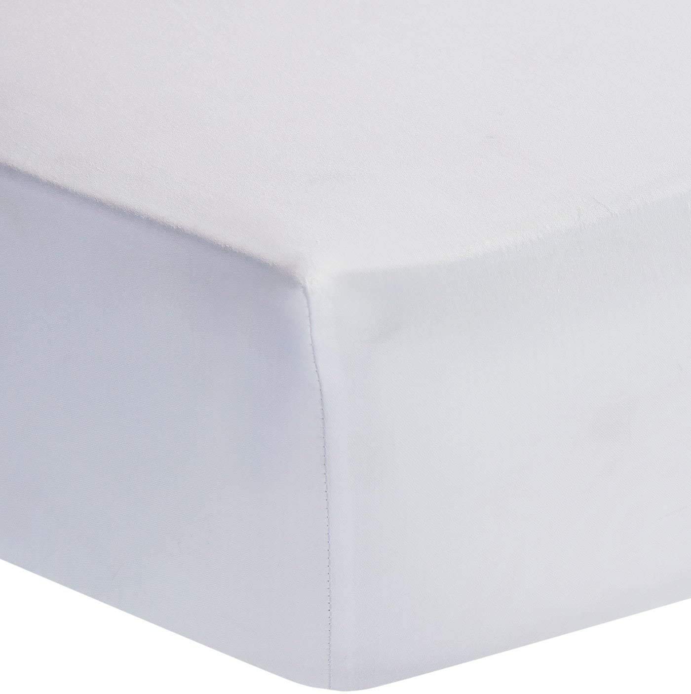 Haani Pack of 2 Extra Deep 16 inch (40cm) Plain Pollycotton Double Fitted Sheets (WHITE, FITTED SHEET)