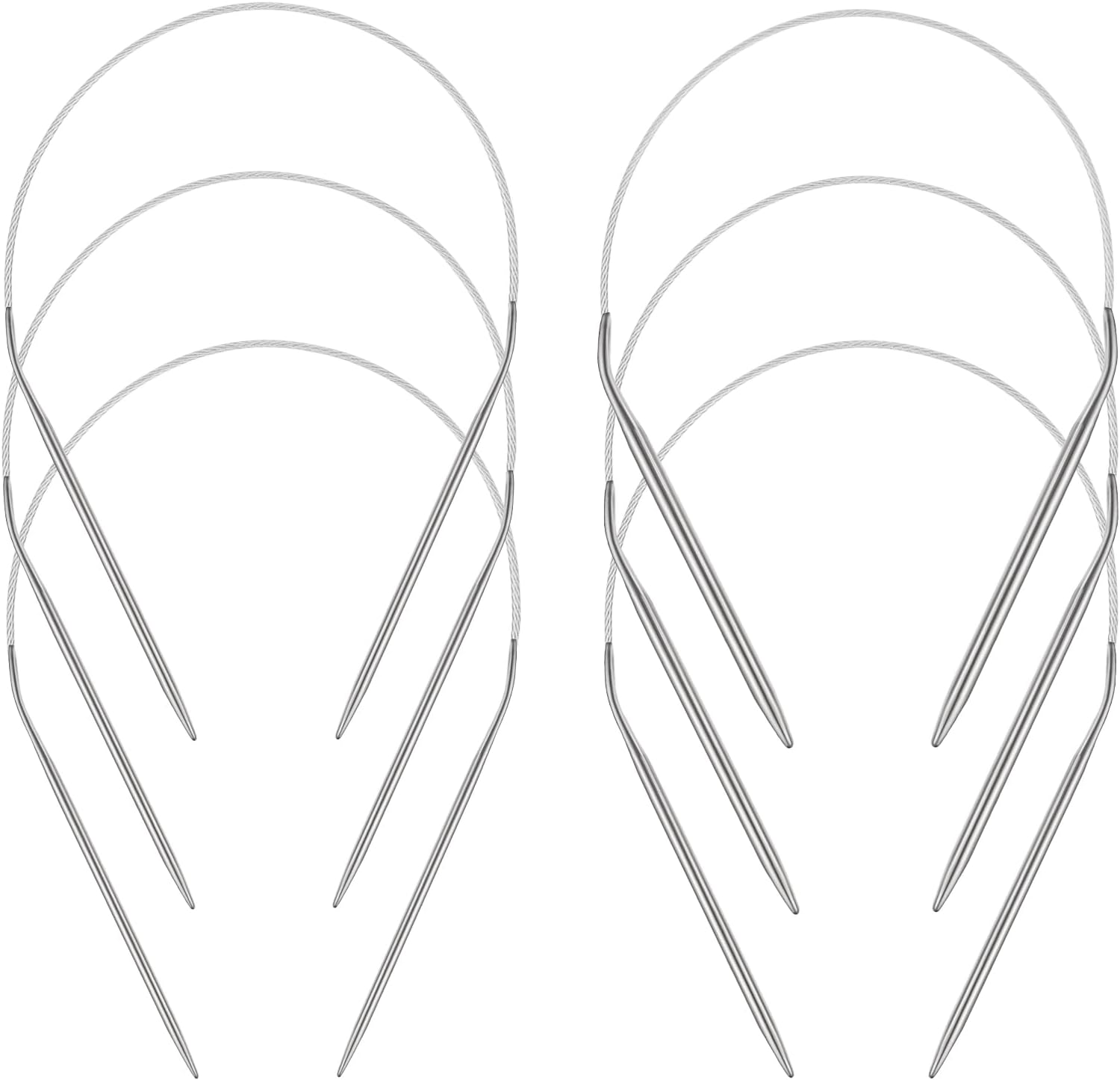 Aeelike Circular Knitting Needles 40cm Set, Size 2.5mm 3mm 3.5mm 4mm 4.5mm and 5mm, Short Stainless Steel Circular Needles for Kniting Socks Hats, Round Knitting Needles 16inch Total Length with Cable