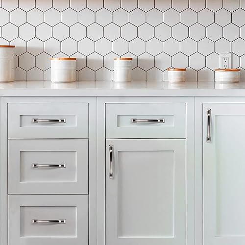 Miniatura 6 de Paquete de 10 manijas de gabinete de cocina de 3.75 pulgadas (3.780 in) de níquel satinado cepillado, tiradores de gabinete de cocina, tiradores de