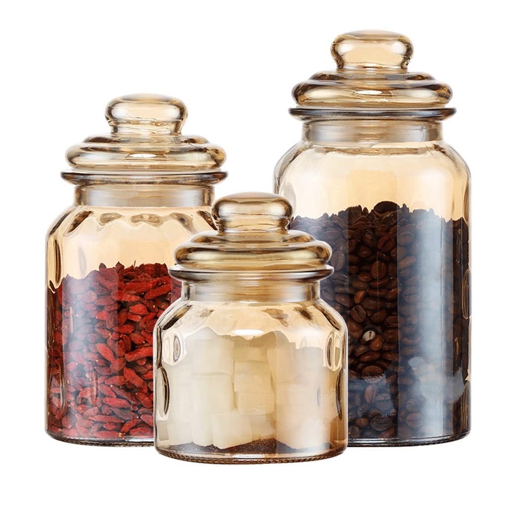 Conjunto de recipientes de 3, diseño Retro con Tapas de Vidrio herméticas, for frascos de Vidrio prácticos y duraderos y duraderos y duraderos. (tamaño : A)