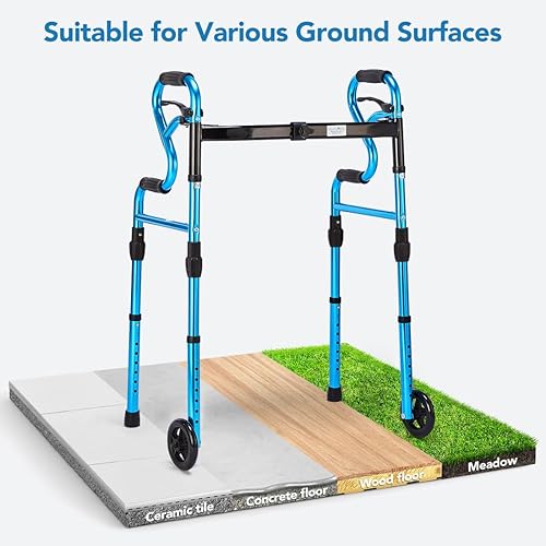 Miniatura 7 de Health Line Massage Products - Andadores para personas mayores con ruedas delanteras de 5 pulgadas, andador estándar con ancho ajustable y soporte