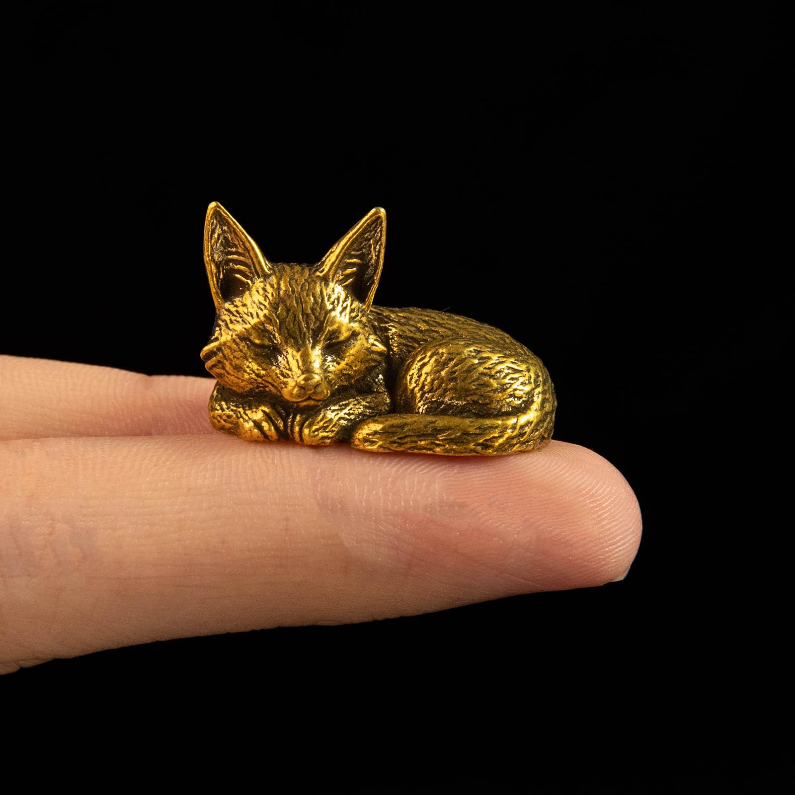 Betr Brsas Solid Brass, Retro Sleeping Animal Figurine Decor, Cute Lazy Bunny Dog Bear Fox Sculpture, Handmade Vintage Collectible Craft, Desk Ornament, Stress Relief Gift for Home Office - D
