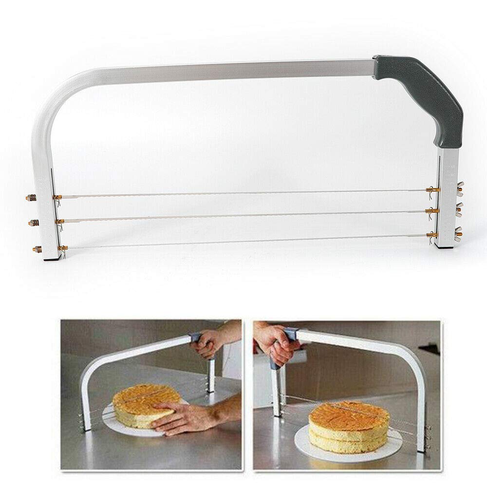 Sierra para tartas de 3 alambres, ajustable, cortador de fondo, divisor de tartas, separador de tartas, divisor de tartas, artesanías, sierra de altura ajustable