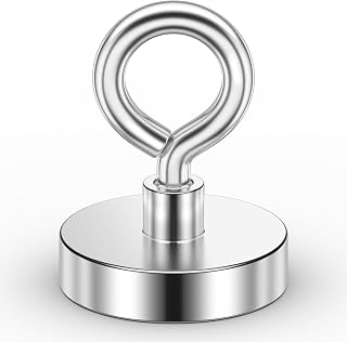 VNDUEEY Neodymium Fishing Magnets, 200 lbs Pulling Force, Rare Earth Magnet with Countersunk Hole Eyebolt for Retrieving in River Lake, Beach, Lawn -1.77 inch