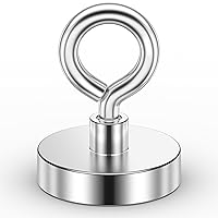 Vista 7 de VNDUEEY Imanes de pesca de neodimio, fuerza de tracción de 200 libras, imán de tierras raras con perno de ojo avellanado para recuperar en el lago