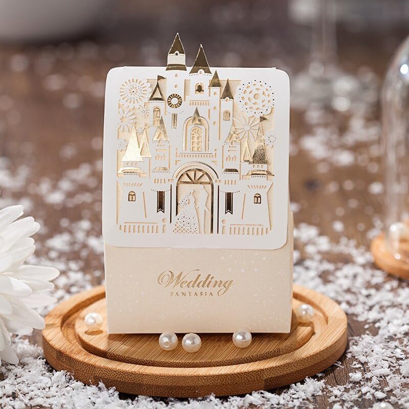 Gift Bags 10/30Pcs European Creative Wedding Gift Bag Wedding Queue Candy Box Castle Wedding Bag Gift Favor (Color : Red, Size : 10PCS_9.5X6X13.6CM)