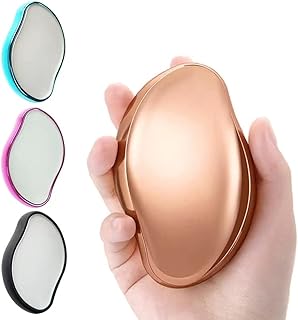 مزيلة شعر كريستالية للنساء والرجال، تقشير بدون الم مزيلة كريستالية سحرية لازالة شعر الساقين والظهر والذراعين من بليم (قطعة واحدة، وردي ذهبي)