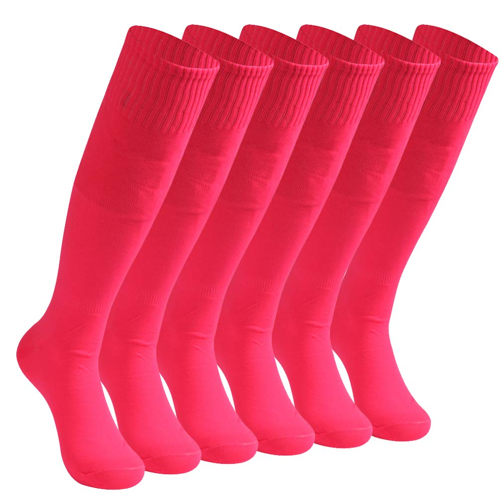 Fußballsocken, unisex, lange Röhre, solide, Team-Sport, Fußball, Baseball, athletische Überwaden-Socken, 2, 6, 12 Paar Gr. Einheitsgröße, 6 Paare/Rosa