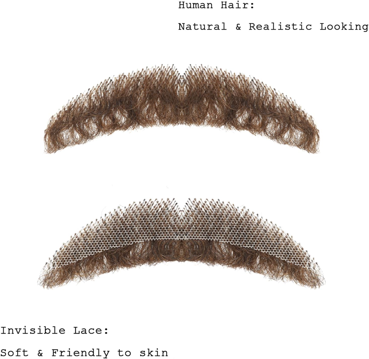 Natural Curly Fake Beard and Mustache for Men Hand Tied Invisible Lace Realistic Facial Hair for Theatrical Cosplay Costume