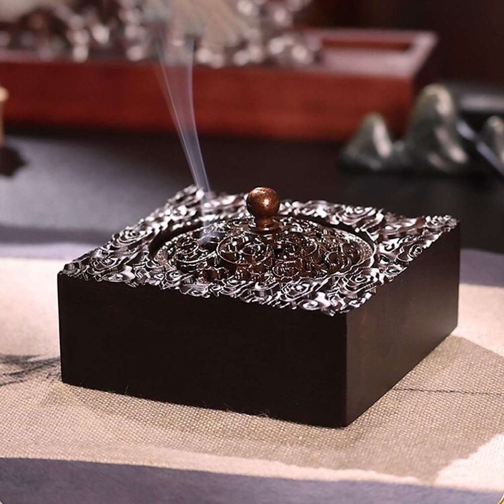 Espositore per Gioielli Piastra for stufa for aromaterapia in legno massello con bruciatore di incenso retrò