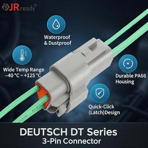 Vista 26 de JRready ST6302DT Deutsch Kit de conectores impermeabilizantes gris, 2 juegos de 2 pines 3 4 pines 6 8 12 pines serie DT conector con 16 contactos
