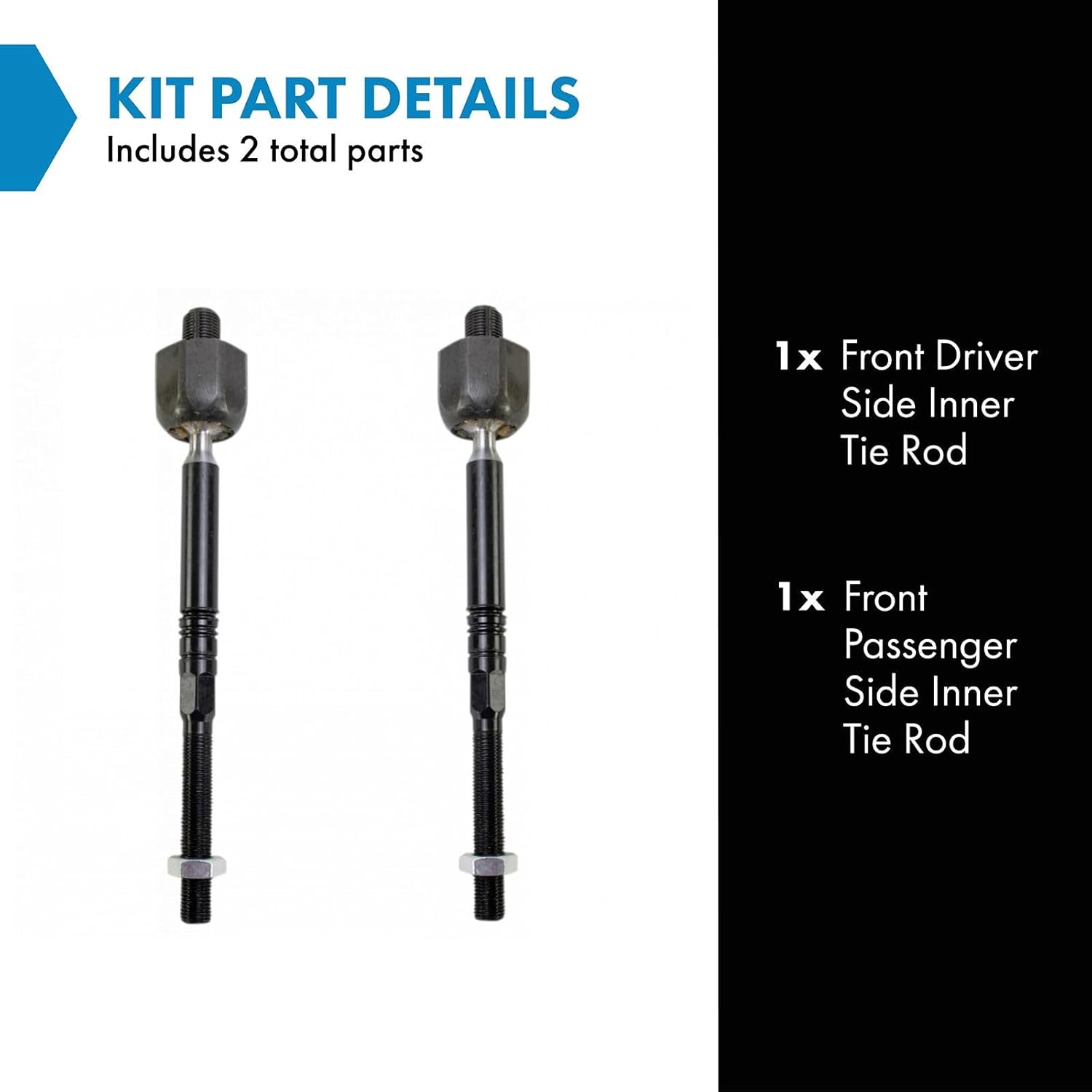 TRQ Inner Driver and Passenger Side Tie Rod Set 2 Piece Compatible with 11–16 BMW 528i 535i 550i; 12–18 BMW 640i 650i; 09–15 BMW 750i 750Li; 10–14 BMW 760Li; 13–16 BMW M5; 14–19 BMW M6 Gran Coupe
