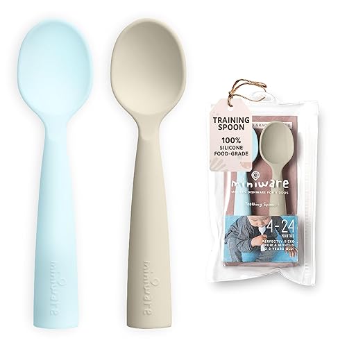 Miniatura 8 de Miniware Cuchara de silicona para bebé para entrenamiento, utensilios para bebés sin BPA, cucharas para bebés de 6 meses, 100% silicona de grado