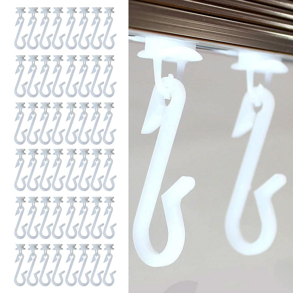 ECOSPA48 x Replacement Shower Curtain Hooks | Fits Glider Rail Tracks | in WHITE