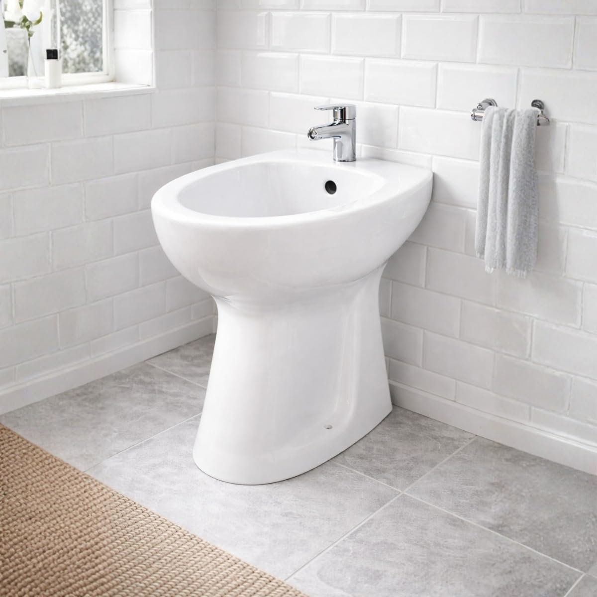 Bidet a Terra Serie Tratto, Ceramica Bianca