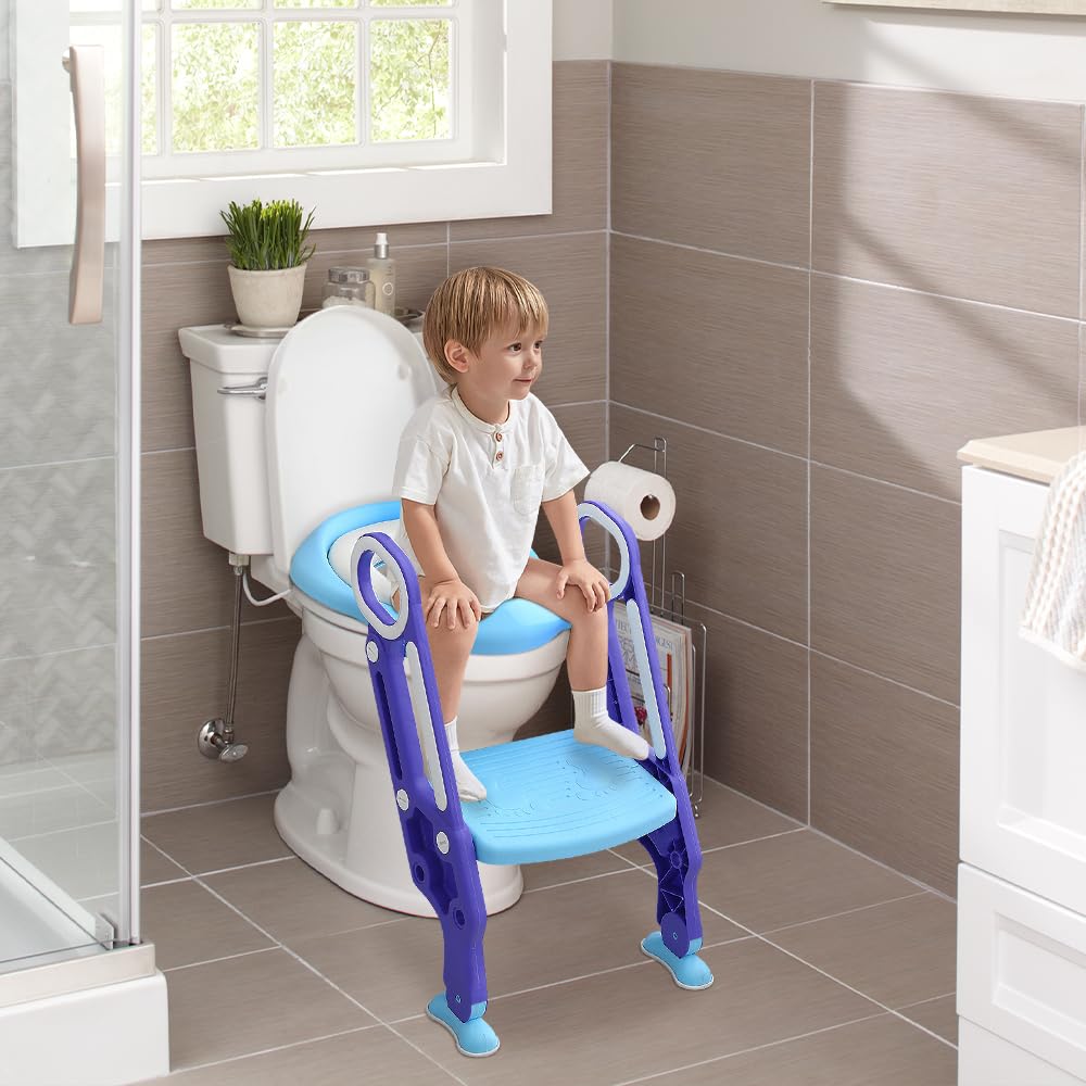 Homewell Riduttore WC per bambini con gradini, 2 in 1, rialzo WC per bambini per ragazzi e ragazze, sgabello per scale, sedile WC antiscivolo scala riduttore