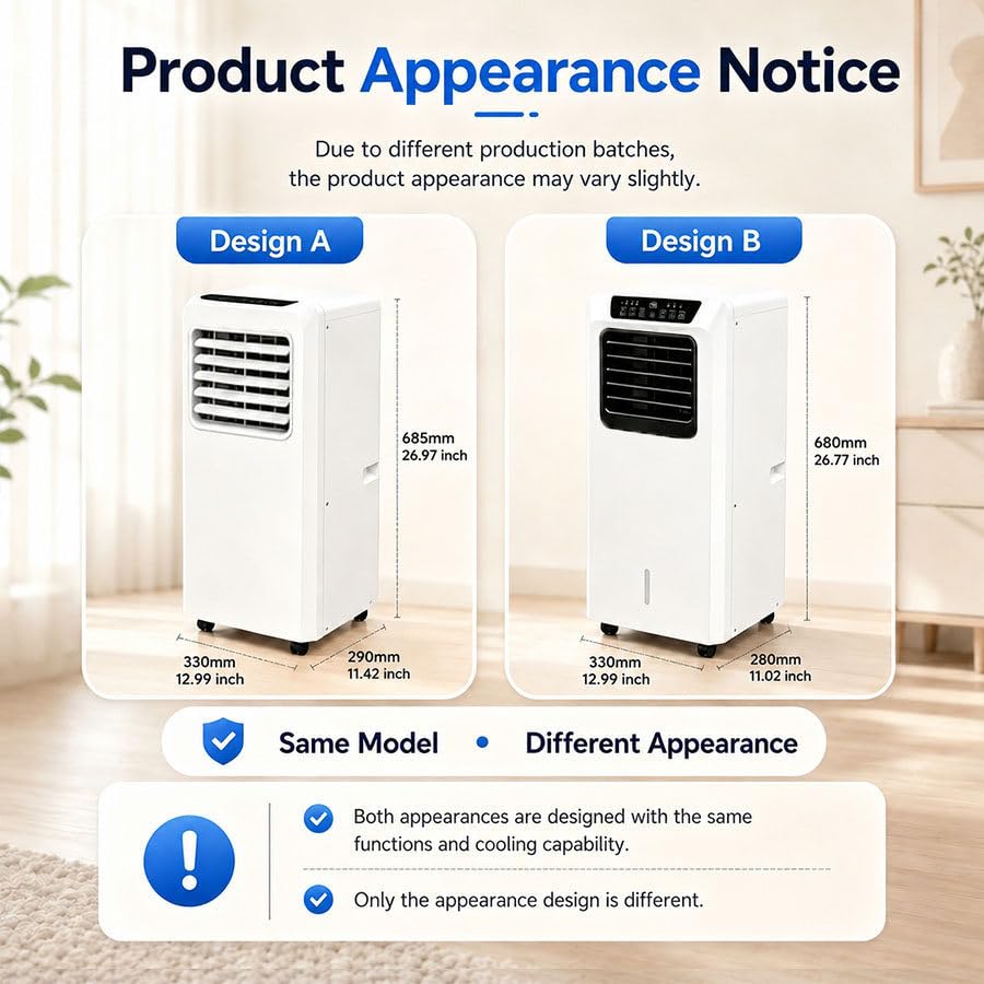 Climatizzatore Portatile Silenzioso e Smart per Camera da Letto e Ufficio 7000BTU | Modalità Raffreddamento, Deumidificazione e Sonno con Telecomando, Timer 12 Ore e Oscillazione 120° per Camera e Ufficio