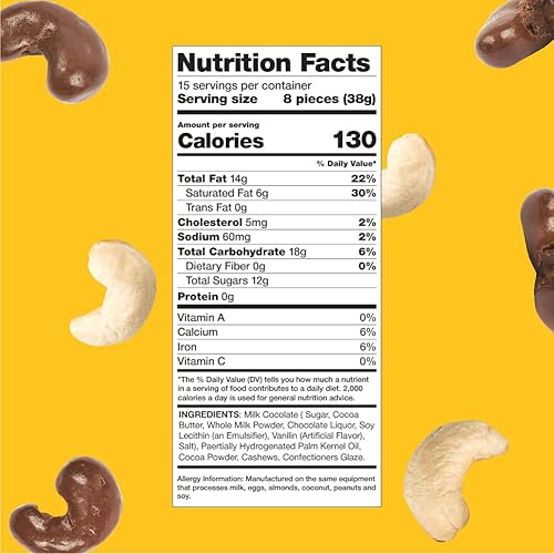 Miniatura 5 de Anacardos cubiertos de chocolate con leche, paquete de 1 libra