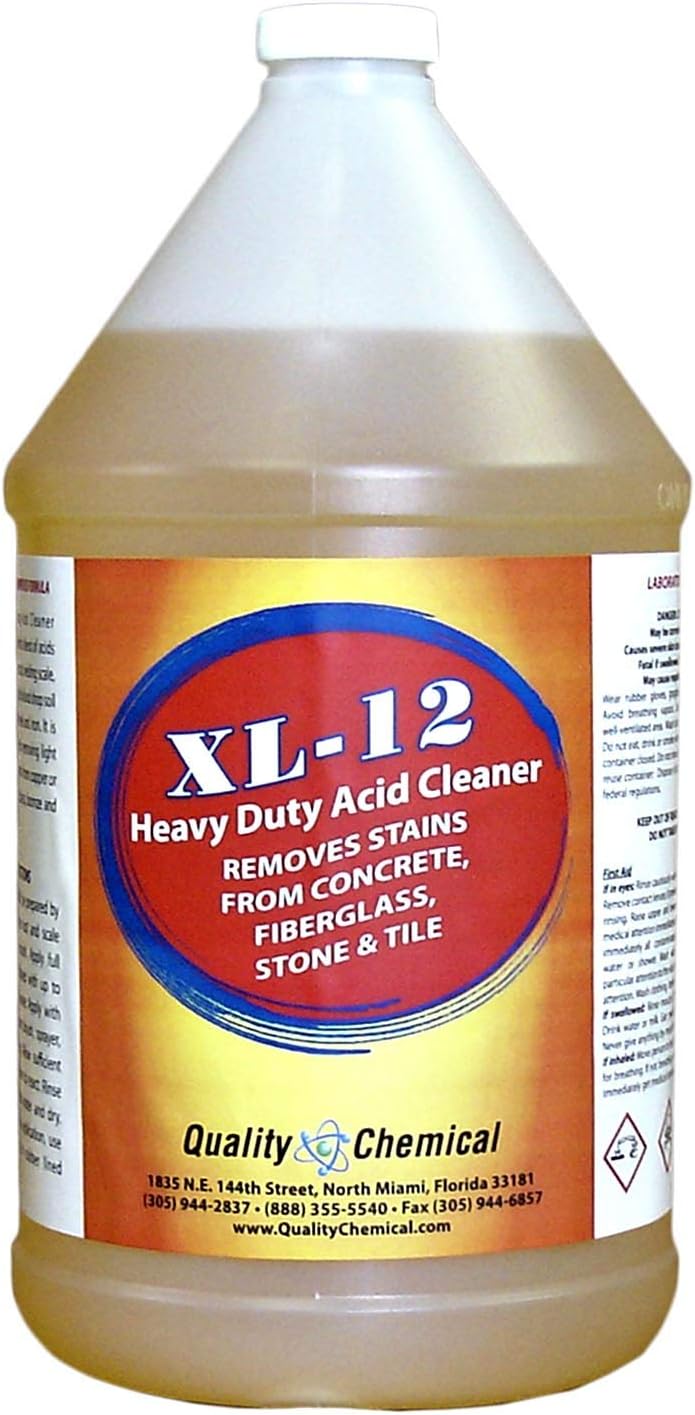 XL-12 High Power Acid Cleaner formulated to remove rust stains oxidation from concrete, fiberglass, stone, tile as well as brass.-1 gallon (128 oz.)