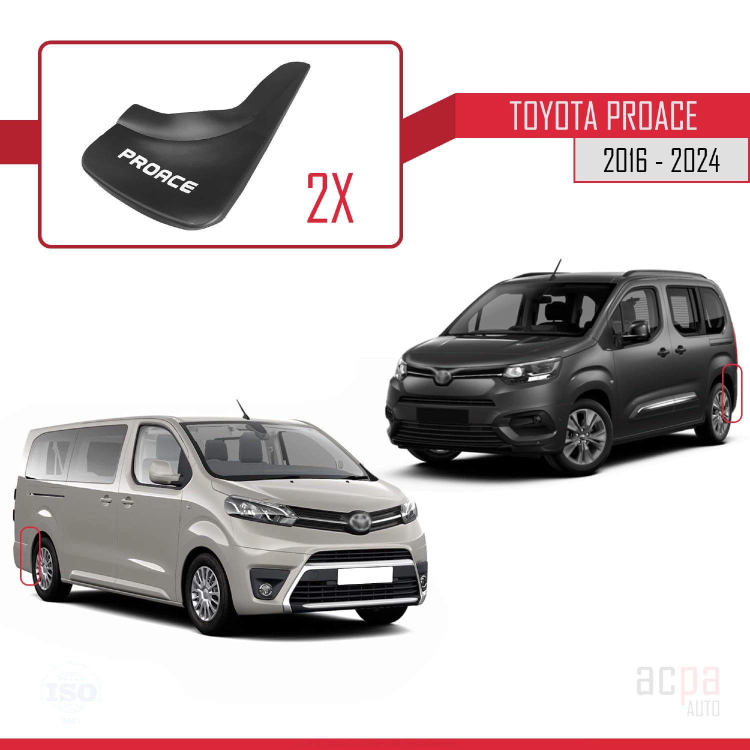 4-częściowy zestaw kompatybilny z Toyota Proace 2016-2024, przód + tył, zestaw