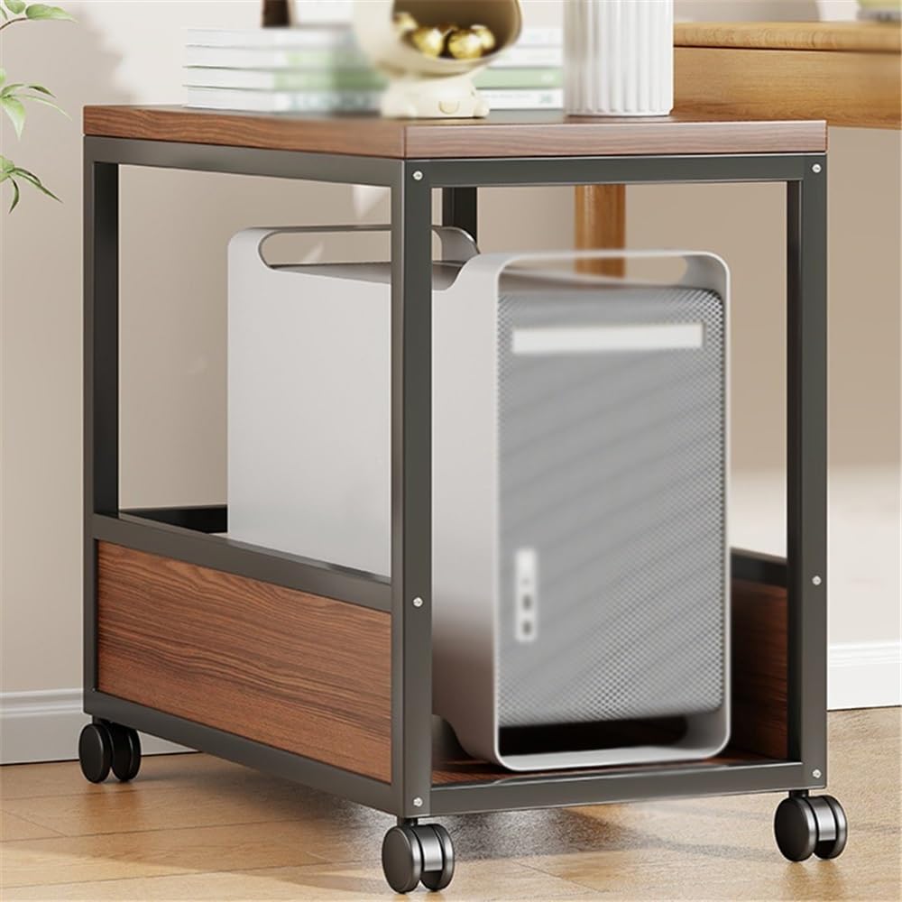 Práctico Soporte de Torre CPU 2 Niveles con Ruedas, Soporte rodante for, Estante Almacenamiento Multicapa for el hogar y la Oficina(Medio)