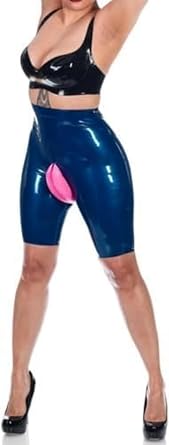 Latex Leggings Rubber Dolly Shorts Trousers Pants Equipped with Simulated labia SMBD