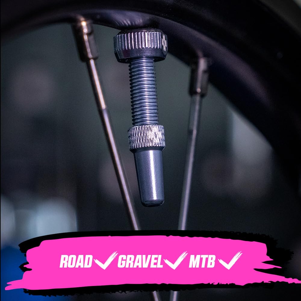 Muc-Off Valvole Presta Grigie, 60 mm - Valvole Tubeless per Bici, con Strumento Smonta Valvola Incluso - di Alta Qualità e Senza Perdite
