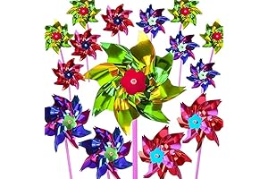 PROLOSO 50PCS Metallic Pinwheels for Kids Party Favors DIY Lawn Windmill Set...