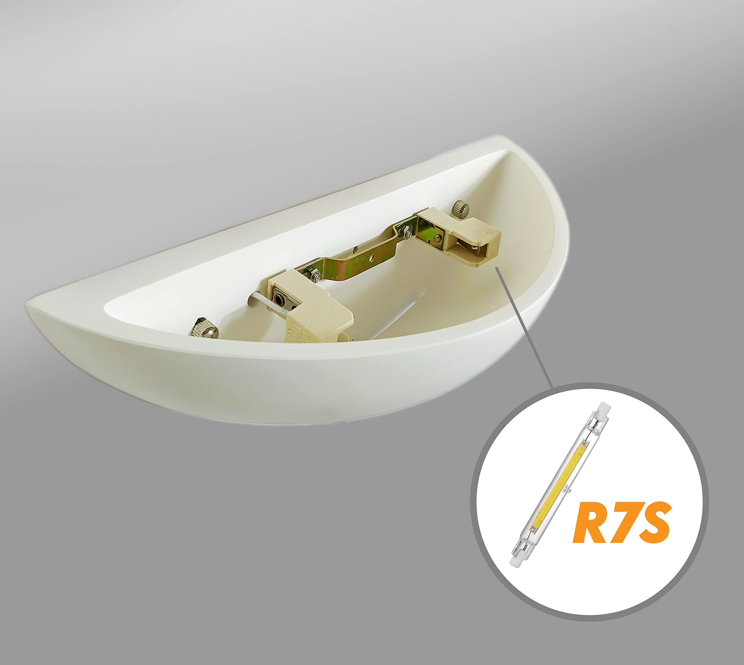 MAKA Applique Lampada da Parete in Gesso Luna Bianca, doppia luce attacco r7S max 50W(lampadina non inclusa),verniciabile per interni ideale per scale, soggiorno, cucina, ingresso