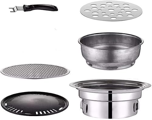 Miniatura 6 de TBVECHI Parrilla de mesa portátil, parrilla de barbacoa de estilo coreano de 15.75 pulgadas, parrilla de barbacoa de acero inoxidable, estufa de