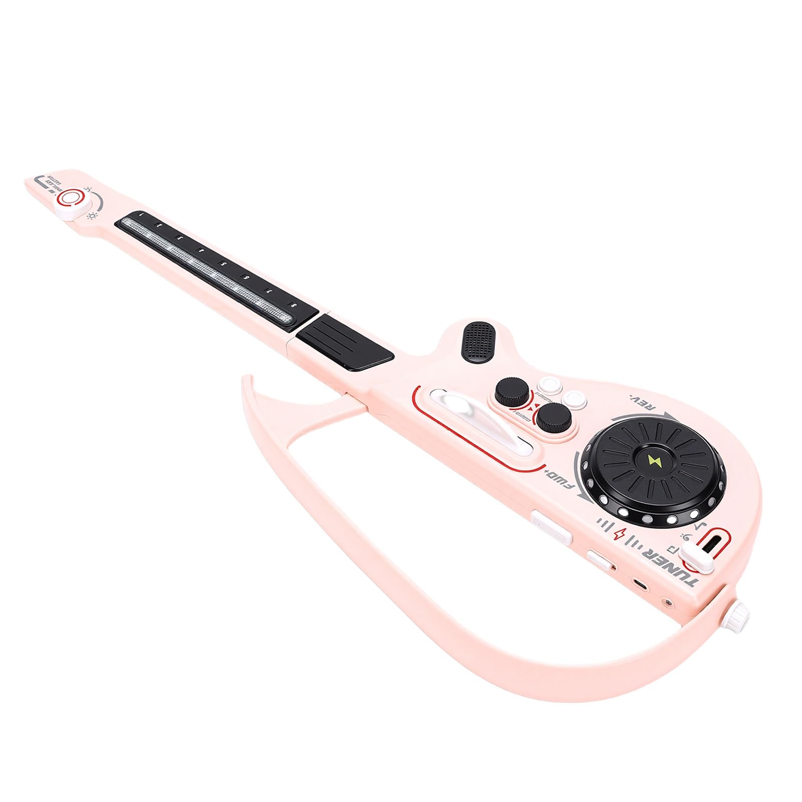 Generic Chitarra Elettrica per Bambini con Luci a LED e Giradischi DJ da 3 Anni in su, Design Sicuro Senza Corde (PINK)