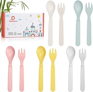 Shopwithgreen Bamboo Toddler Utensils Set, Baby Kids Toddler Spoons and ...