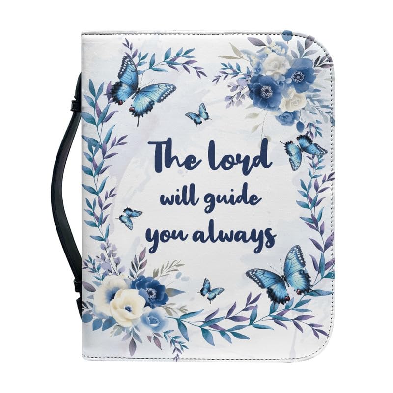 Kuiaobaty Lord Saying Handle Bible Bag Case for Women, Christian Gift, Butterfly Floral Zipper Book Covers for Bible Protective Cover,2XL — image 1