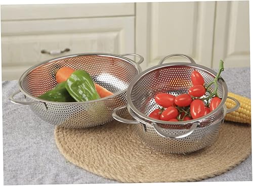 Miniatura 8 de Colador de fideos con doble asa, cesta de colador de verduras, cuenco de lavado de verduras, colador de arroz, cuenco de lavado de acero inoxidable