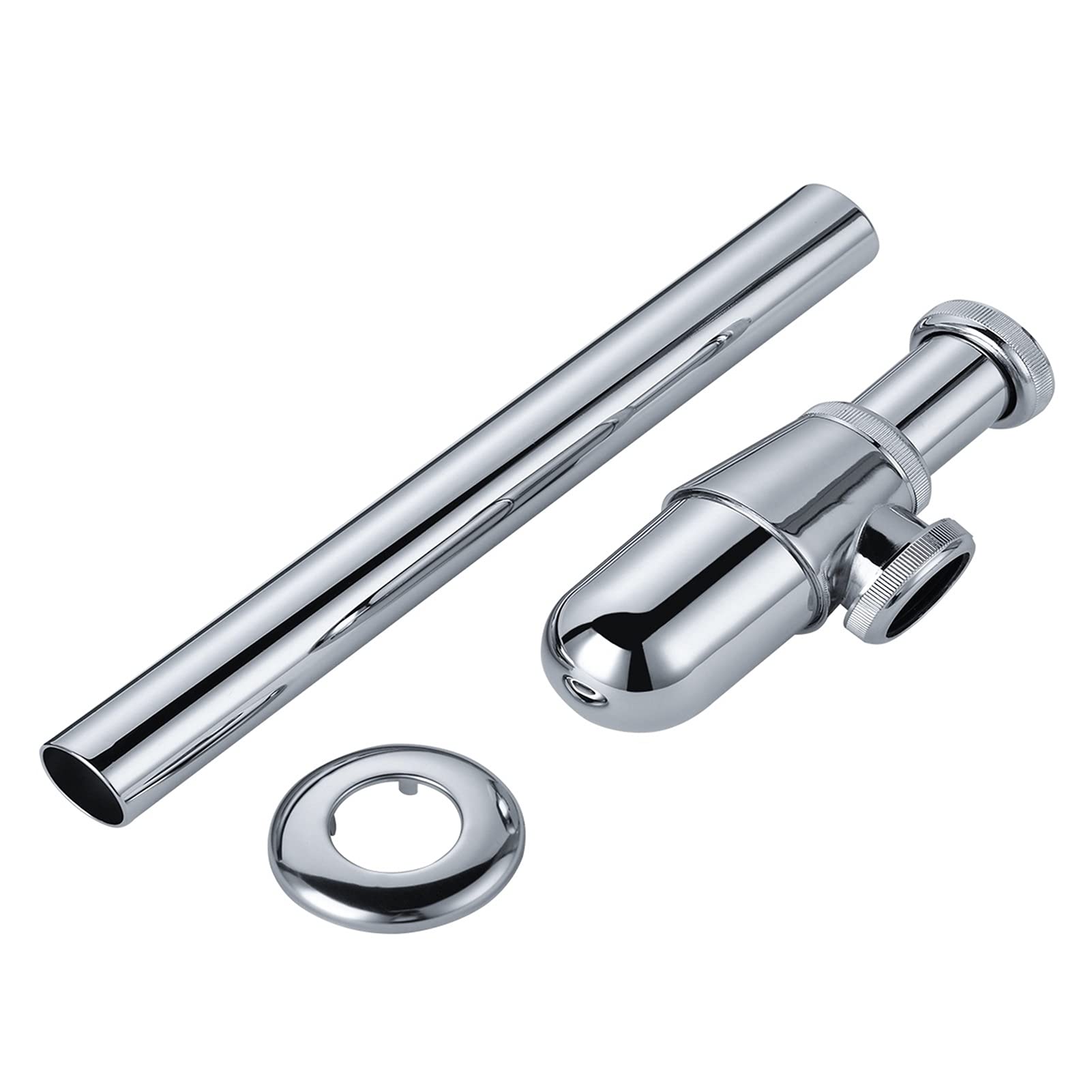 Trampa para Botella Plateada, sifón Redondo, latón, Cromo, baño, tocador, Lavabo, tubería, Fregadero, tuberías de Agua Residual, Accesorios de baño exquisitos