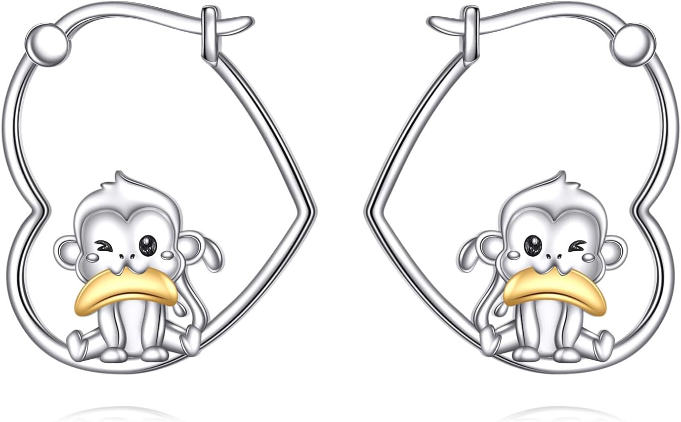 Animal Hoop Earrings for Women 925 Sterling Silver Cute Animal Dangle Earrings Jewelry Gifts