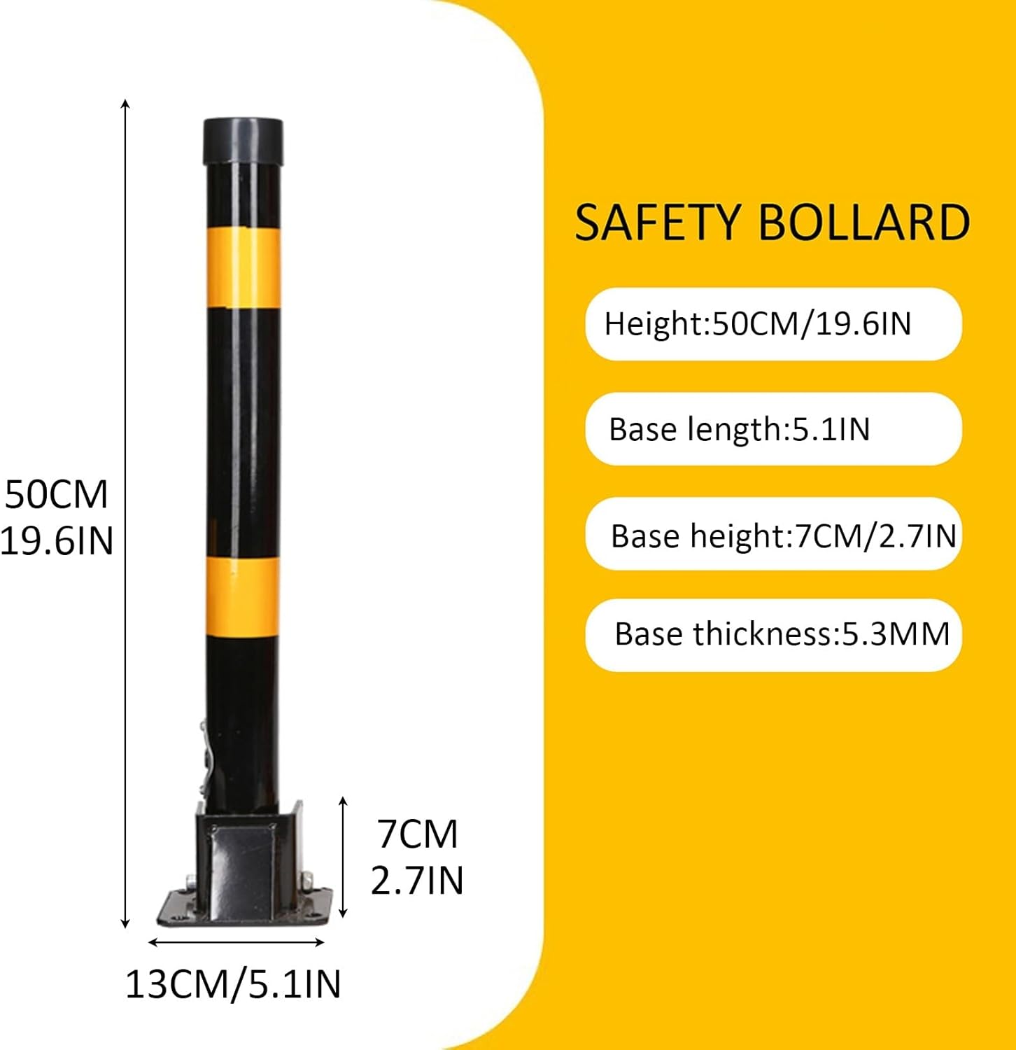Foldable Steel Parking Bollard Post Safety Barrier for Traffic Control, Driveway, Parking Pole, Steel Pipe Column