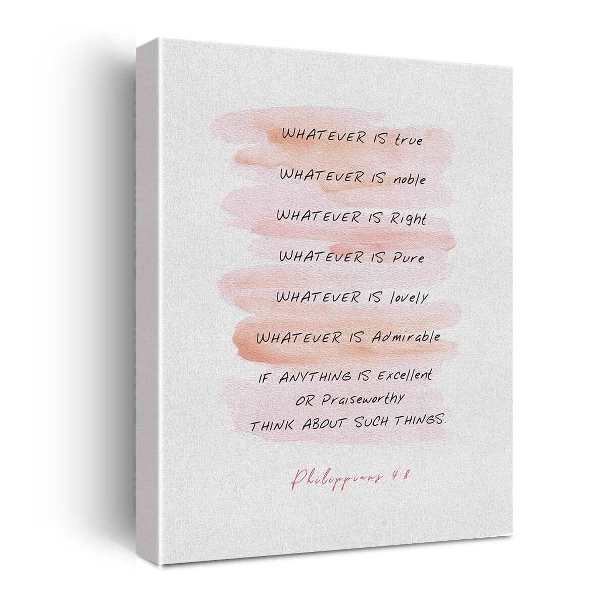 FOPURE Philippians 4:8 Whatever is True Canvas Print, Modern Scripture Poster, Bible Verse Christian Artwork for Living Room Office Wall Decor(Unframed,16x24inch(40x60cm))