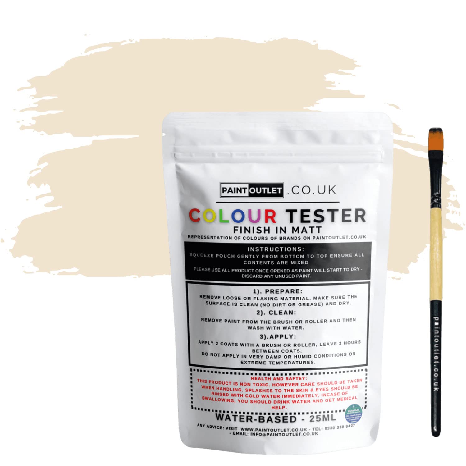 HQC Paint Wall and Ceilings Matt | Sample Colour Tester Pot with Brush | Quick Drying Quality Interior Paint | Contemporary Finish | Bagels Colour 25ml
