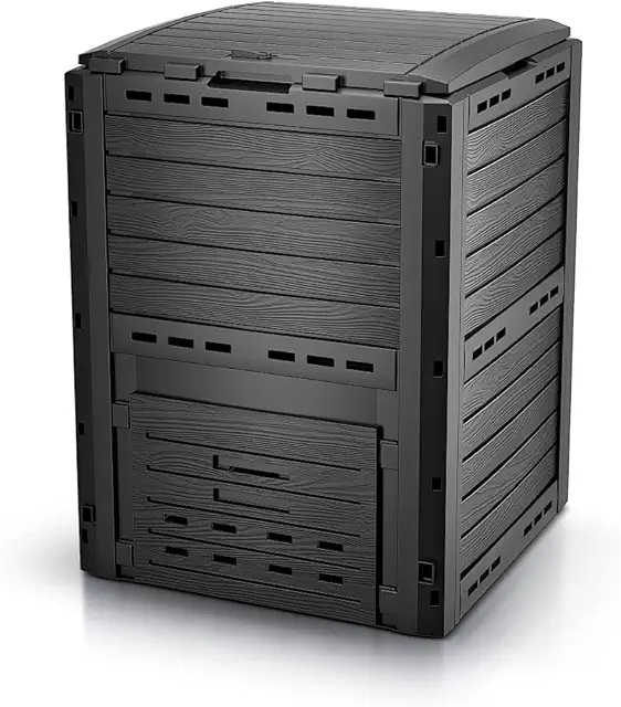 VOUNOT® Composteur Jardin 300L Style Bois - Bac Composteur Grande Capacité