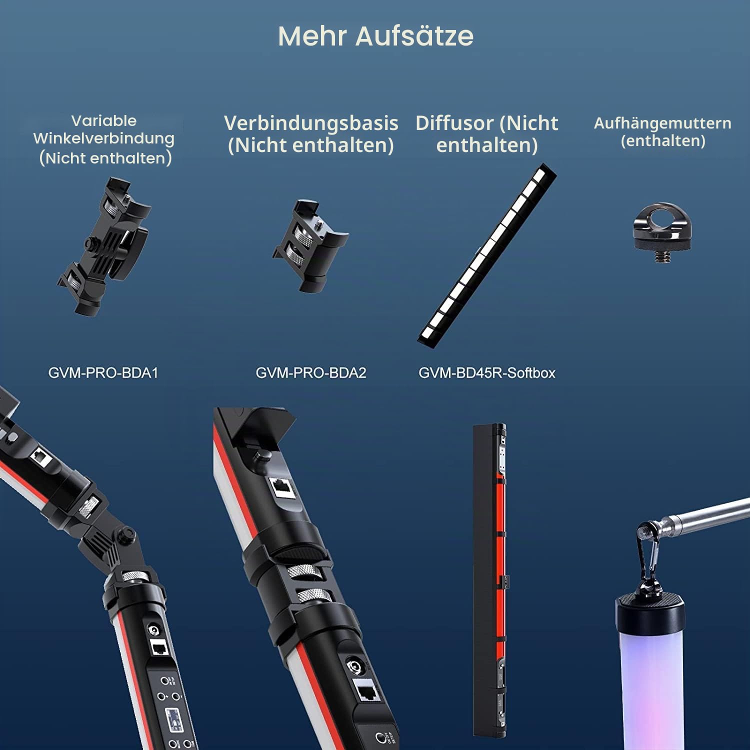 GVM LED Video Lichtstab, 120cm 45W 2700K-10000K RGB Fotografie Lichtstab, Studiolicht Video Beleuchtung für Fotografie Studio Video Film YouTube TikTok, 12 Lichteffekte und 6 Pixel Effekte, DMX/APP